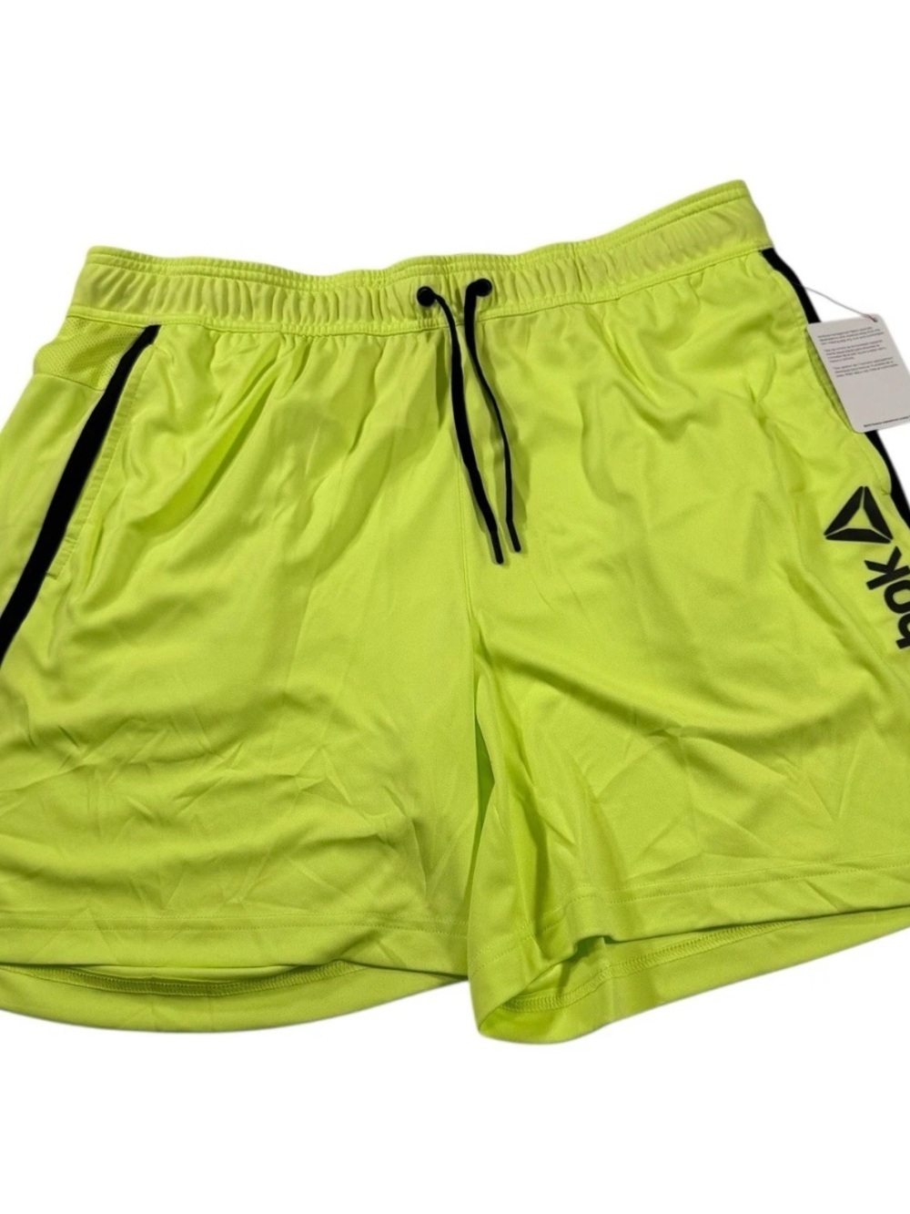 Reebok Men’s Bright Lime Athletic Champ Knit Shorts with Black Trim Mens Sz 3XL